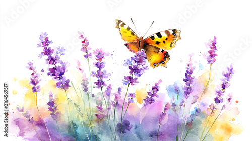 watercolor botanical butterfly and Carnation flowers texture template background. Design for wedding, vip cover, poster, rsvp moderncard.Valentine's Day