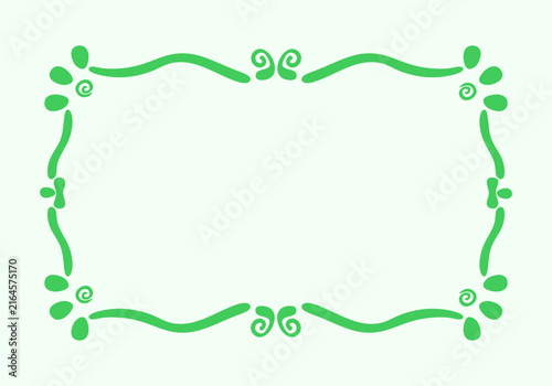 Scribble frame design. Hand-drawn border decoration in doodle style. Modern horizontal background. Trendy cartoon rectangular decorative card edge. Colored flat vector illustration