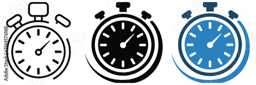 Stopwatch timer icons representing time measurement, sports timing, countdown, duration, competition, performance, and schedule management
