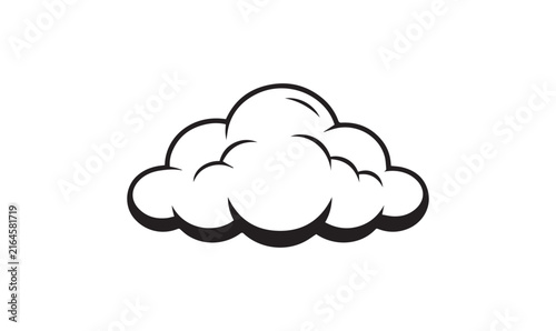 Fluffy cumulus cloud icon monochrome line art vector weather illustration.