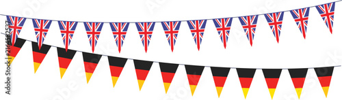 Garlands with pennants from United Kingdom and Germany