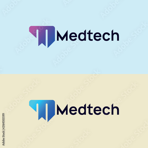 Modern Tech Logo Design | Digital Technology Letter M Icon | Gradient Abstract Medtech Logo