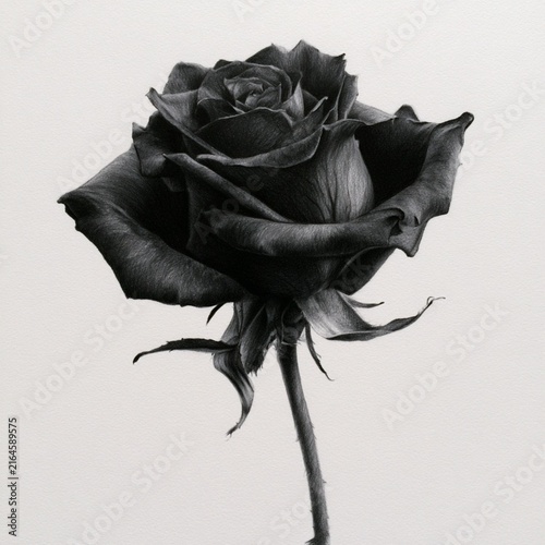dark feminine rose, gothic, pencil sketch