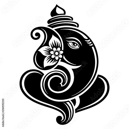 Fotografía Elegant Black and White Lord Ganesha Vector Illustration