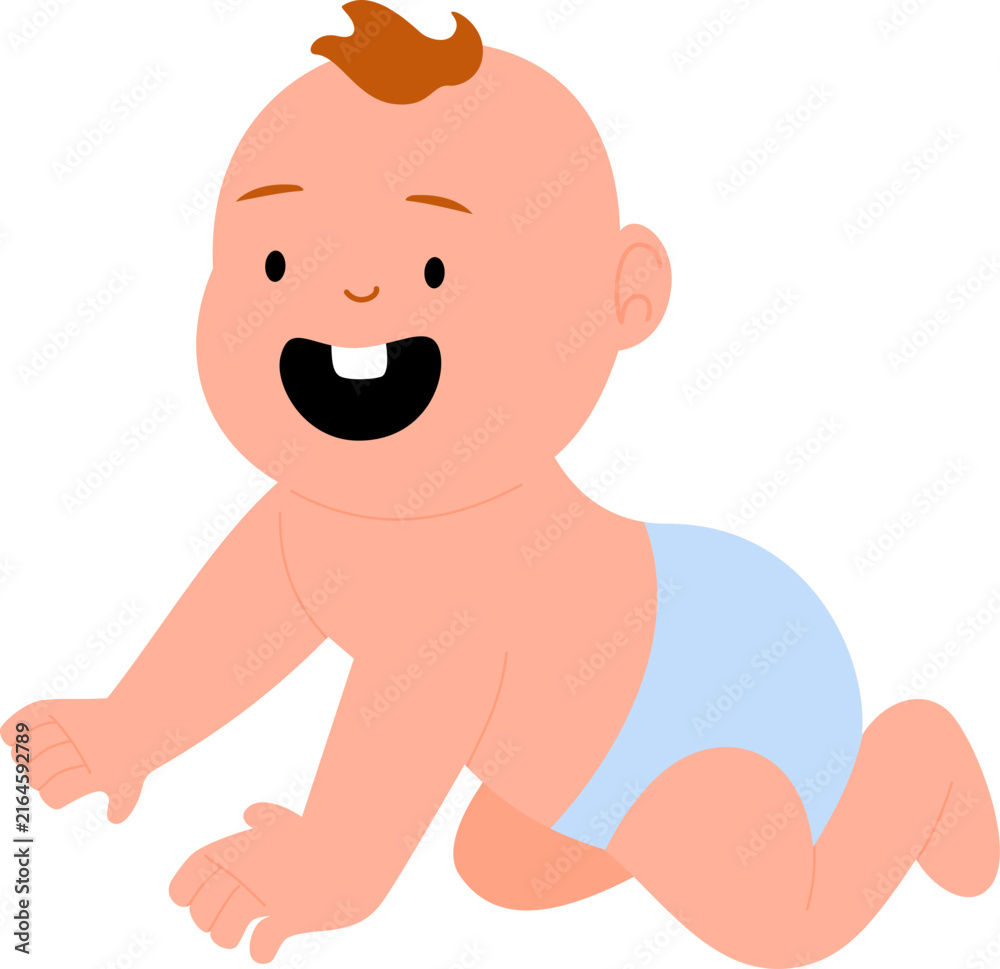 Fototapeta premium Cute Baby Crawling Vector Illustration