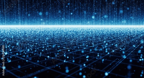 Abstract blue technology digital grid data background