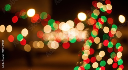 Abstract Christmas lights bokeh festive background