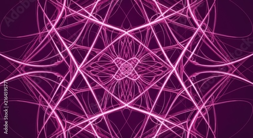 Abstract purple glowing neon light lines geometric pattern