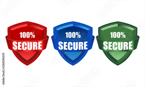 100% percent secure shield icon logo badge emblem isolated on white background