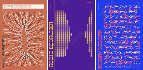 Bild auf Leinwand Abstract 3D Toroid Grid and Pixel Memory Patterns