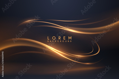 Golden motion lines with glow effect