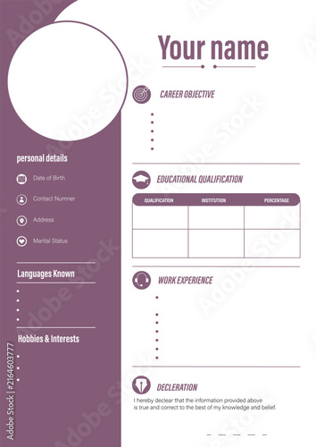 Modern Professional Resume CV Template with Purple Sidebar and Clean Corporate Layout