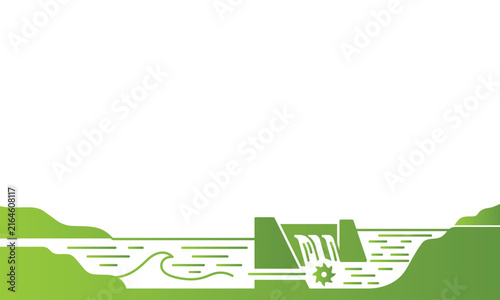 A simplified diagram showing the cross section of a hydroelectric power plant dam generating renewable electricity from water