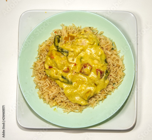 thai green curry chicken with rice
