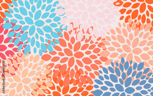 Bright, colorful floral images on a white background form an abstract banner. 