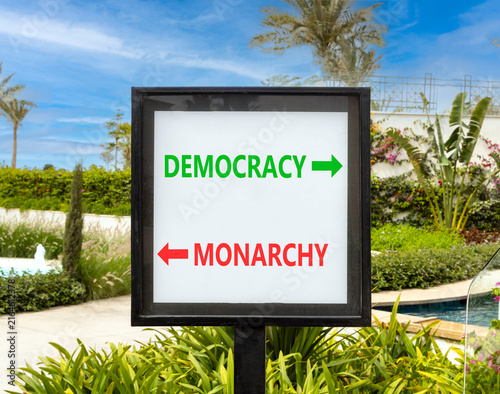 Картината върху платно Democracy or monarchy words symbol