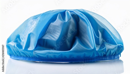 blue disposable bouffant hair cap for medical and food safety isolated on white background