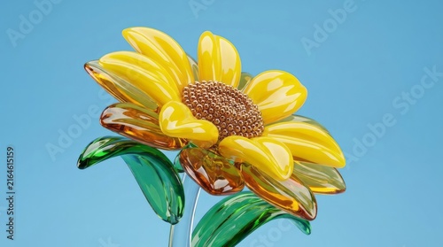 Vibrant Glass Sunflower Sculpture