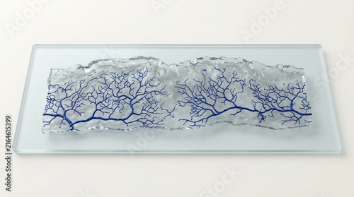 Abstract Glass Art with Blue Branches