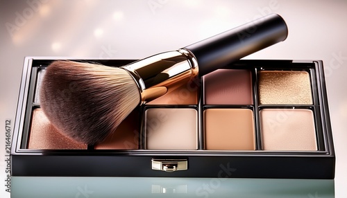 luxury cosmetic makeup palette brushes and compact powder
