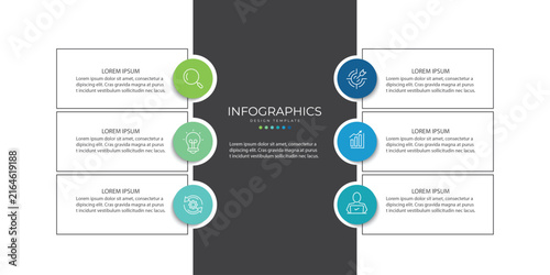 Business vector infographic design template with icons and 6 options or steps.