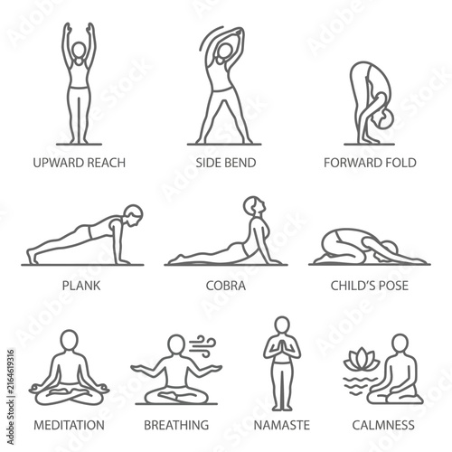 Various Yoga Poses and Exercises.