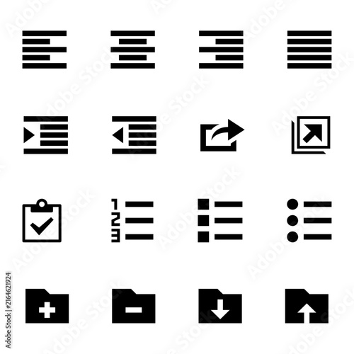 Foto Text Alignment, List Formatting, and Folder Vector Icon