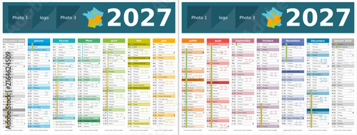 Fotografie Avec vacances 2027 - Calendrier 2027 14 mois au format 320 x 420 mm recto verso