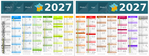 Fotografie Avec vacances 2027 - Calendrier 2027 14 mois au format 320 x 420 mm recto verso