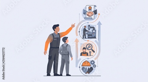 Apprenticeship pathway illustration with safety stages to master certification