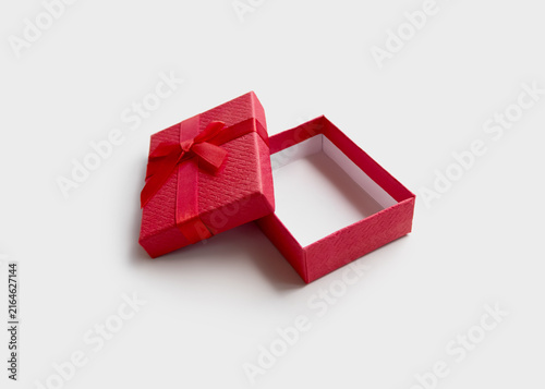 Red Gift Box with Ribbon and Bow Isolated