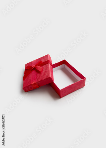 Red Gift Box with Ribbon and Bow Isolated