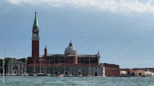 San Giorgio Maggiore church and campanile in Venetian Lagoon, Venice, Italy