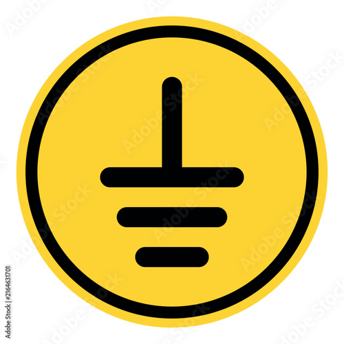 Electrical grounding safety symbol yellow circle caution power connection