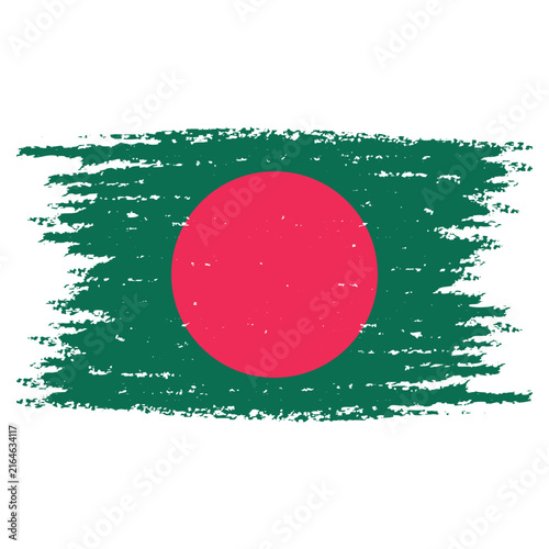 Painted Bangladesh flag textured brushstroke green field red circle