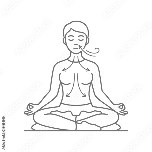 Woman in meditation sitting crosslegged.