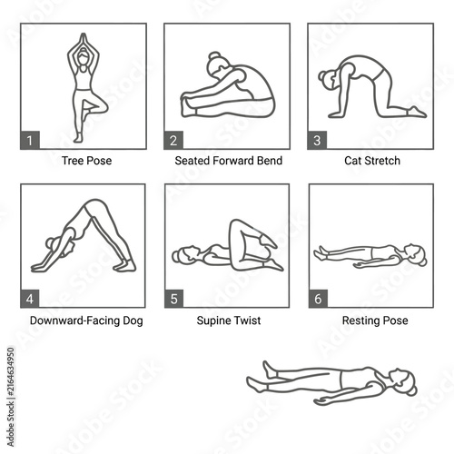 woman in various yoga poses.