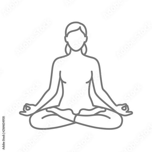 Woman in lotus position meditating peacefully.