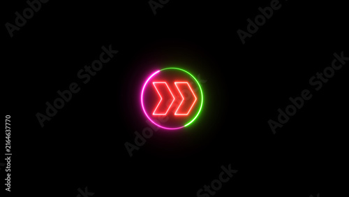 Bright neon light arrows pointing to the right.  Flashing direction indicators.