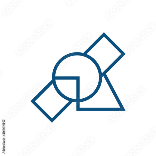 Abstract Geometric Shapes Logo Design, Minimalist Blue Lines on White Background