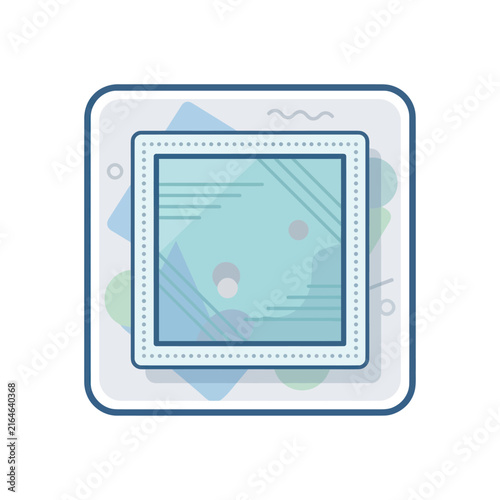 Abstract geometric square shape with light blue and green elements on white background
