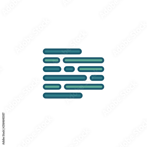 Abstract graphic design with horizontal lines and shapes in teal and green.
