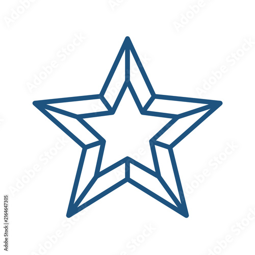 Blue geometric star outline on white background, modern design, vector graphic