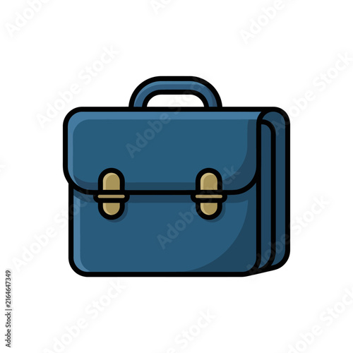 Blue Leather Briefcase Icon, Business Travel, Professional Work Accessory