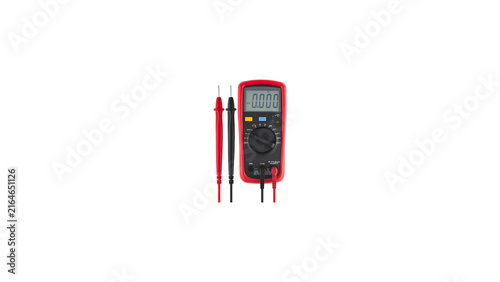 Konstfotografi Professional Digital Multimeter with Probes Isolated on White Background