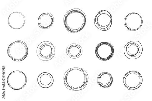 Collection of hand drawn gray circles