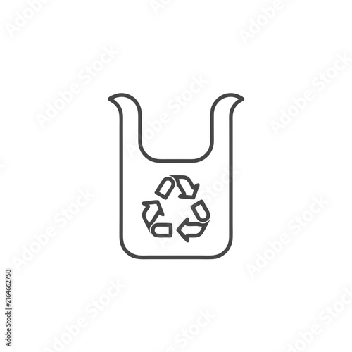 Recycling plastic bag line icon vector graphic