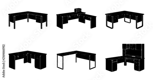 Foto Modern L-Shaped Office Desks, Contemporary Workstations, Executive Furniture Set