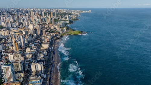 Obraz na płótnie Aerial view of Barra coastline and beaches in Salvador