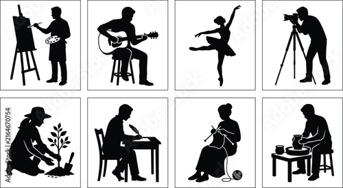 Bild auf Leinwand Creative Hobby and Artistic Profession Silhouette Collection Featuring Painter M